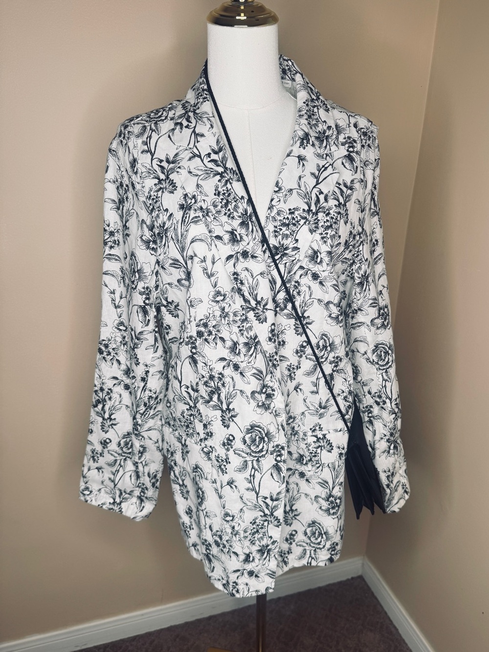 Joie 100% Linen Floral Blazer with Matching Crossbody Purse – Size Large